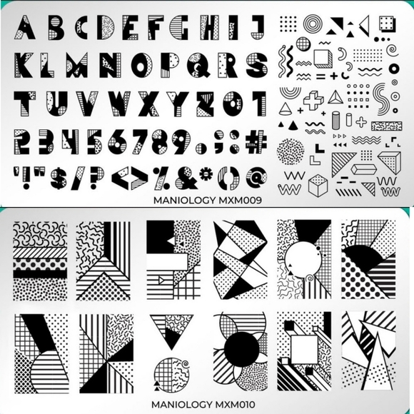 Maniology Mani x Me 80's Memphis Mod  Nail Stamping Plates MXM009 MXM010 - Picture 1 of 5